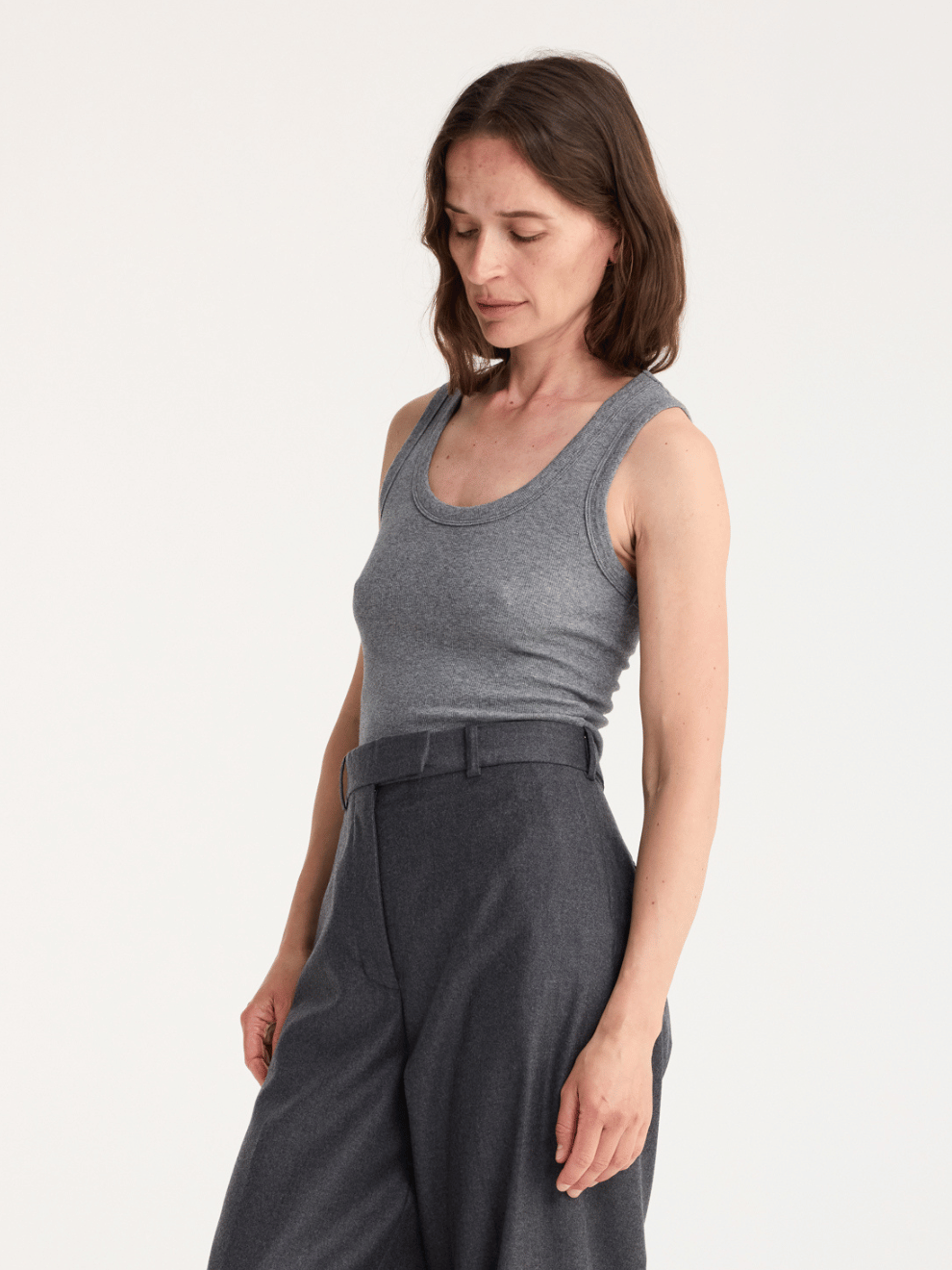 Low Tank Top in Dark Grey Melange