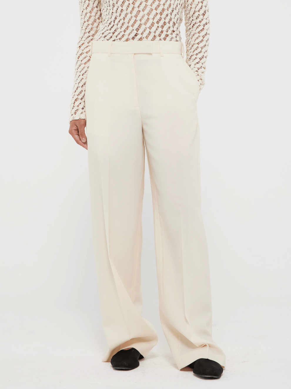 Wide Leg Trousers in Off White