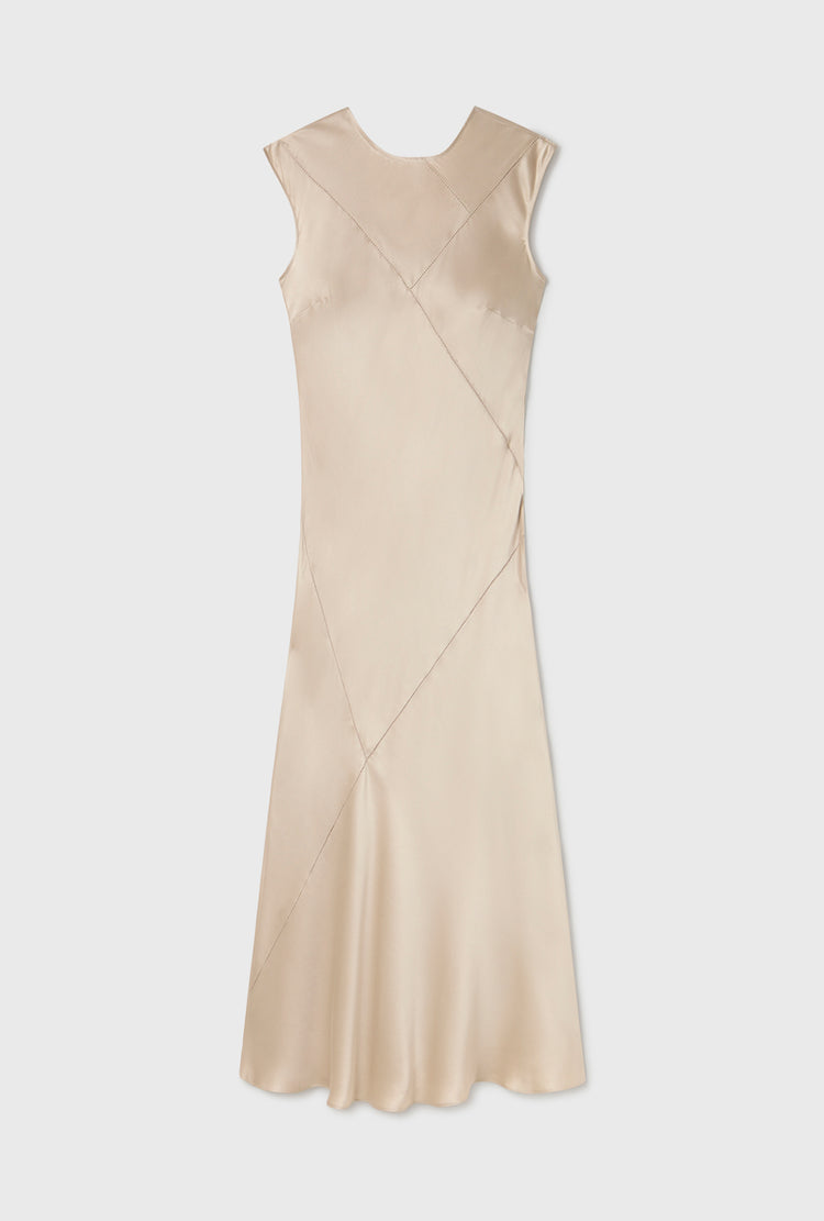 SPLICE FULL SLEEVE BIAS DRESS HAZELNUT