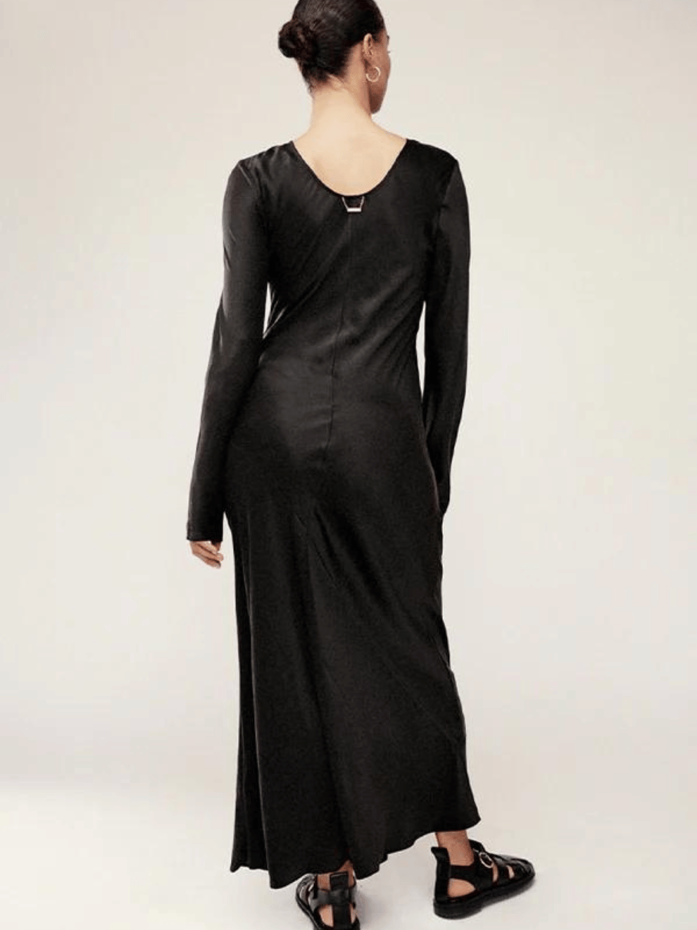 Full Sleeve Bias Cut Dress in Black