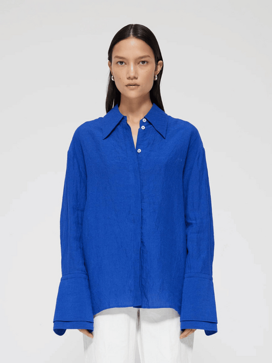 Double-Cuff Shirt in Blue