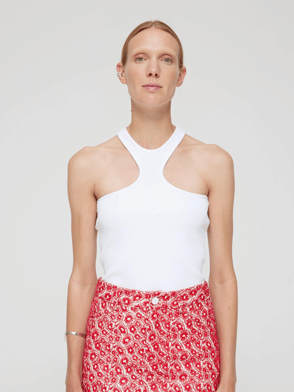 Shaped Rib Top in White