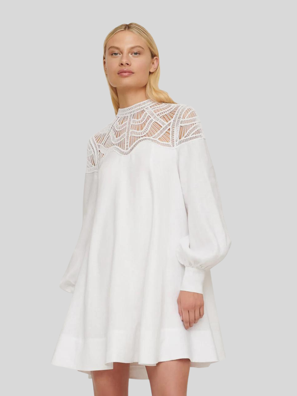 Inka Linen Mini Dress in White