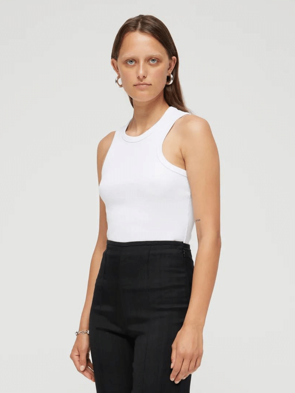 Cotton-Blend Rib Top in White