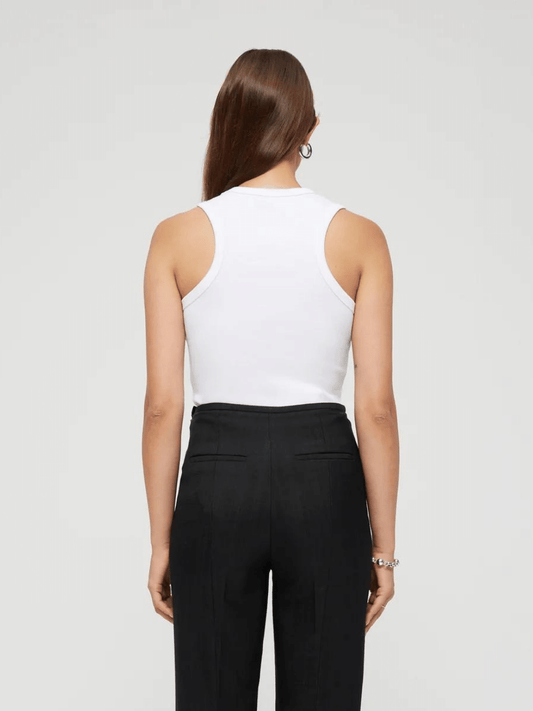 Cotton-Blend Rib Top in White