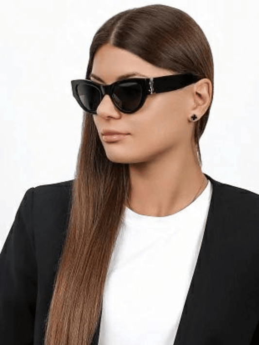 Slim Cat Eye Embellished Sunglasses in Black