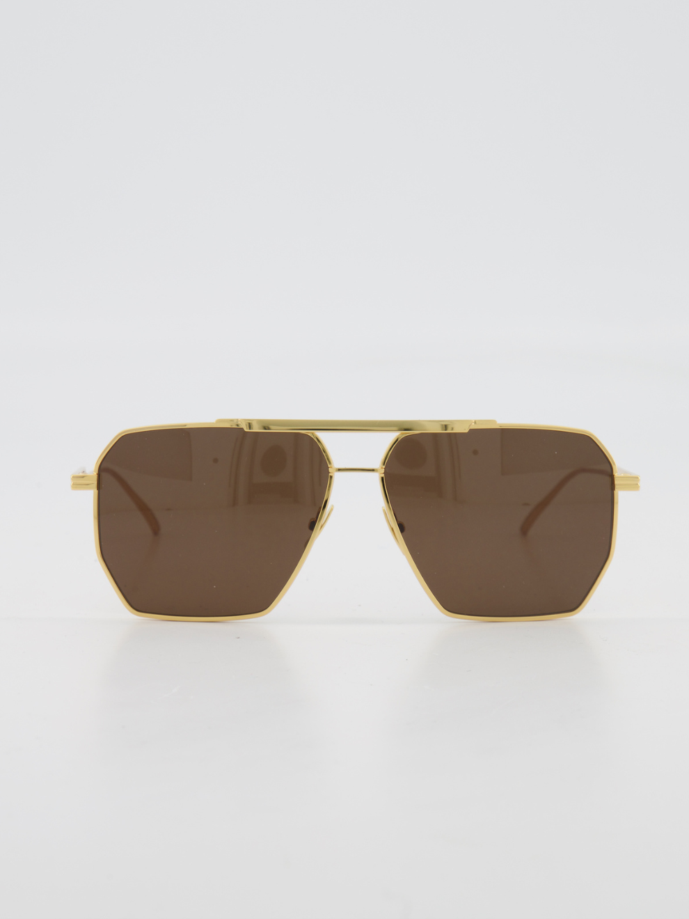 Hexagon Gold Frame Sunglasses in Brown