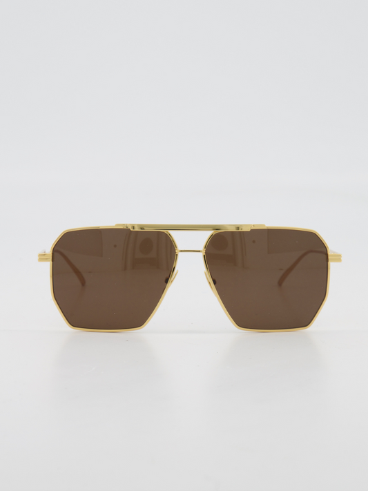Hexagon Gold Frame Sunglasses in Brown