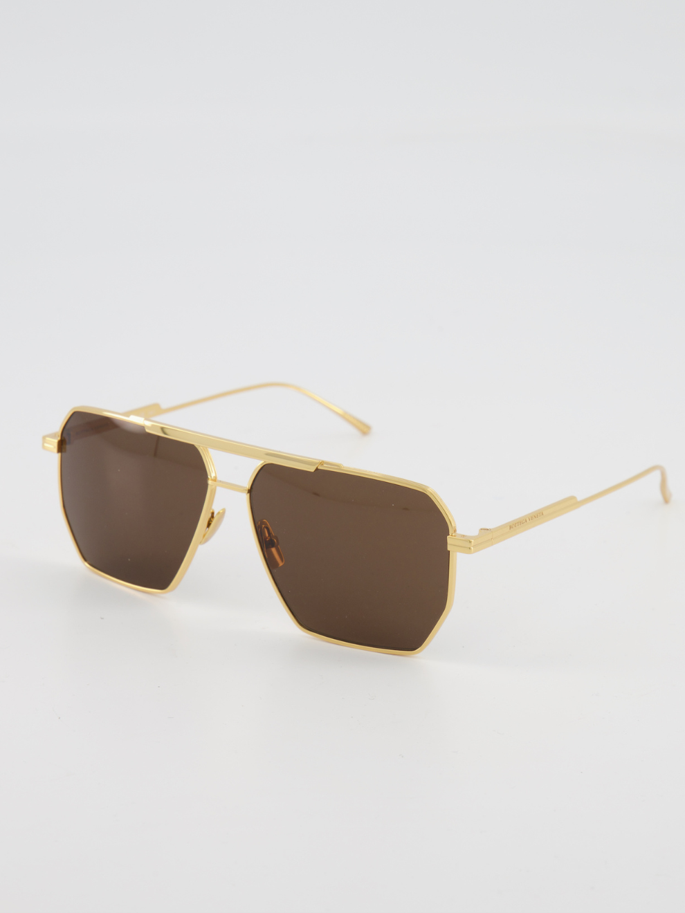 Hexagon Gold Frame Sunglasses in Brown