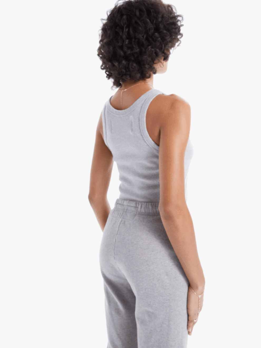 Back view of Grey Chin Ups Tank by MOTHER denim