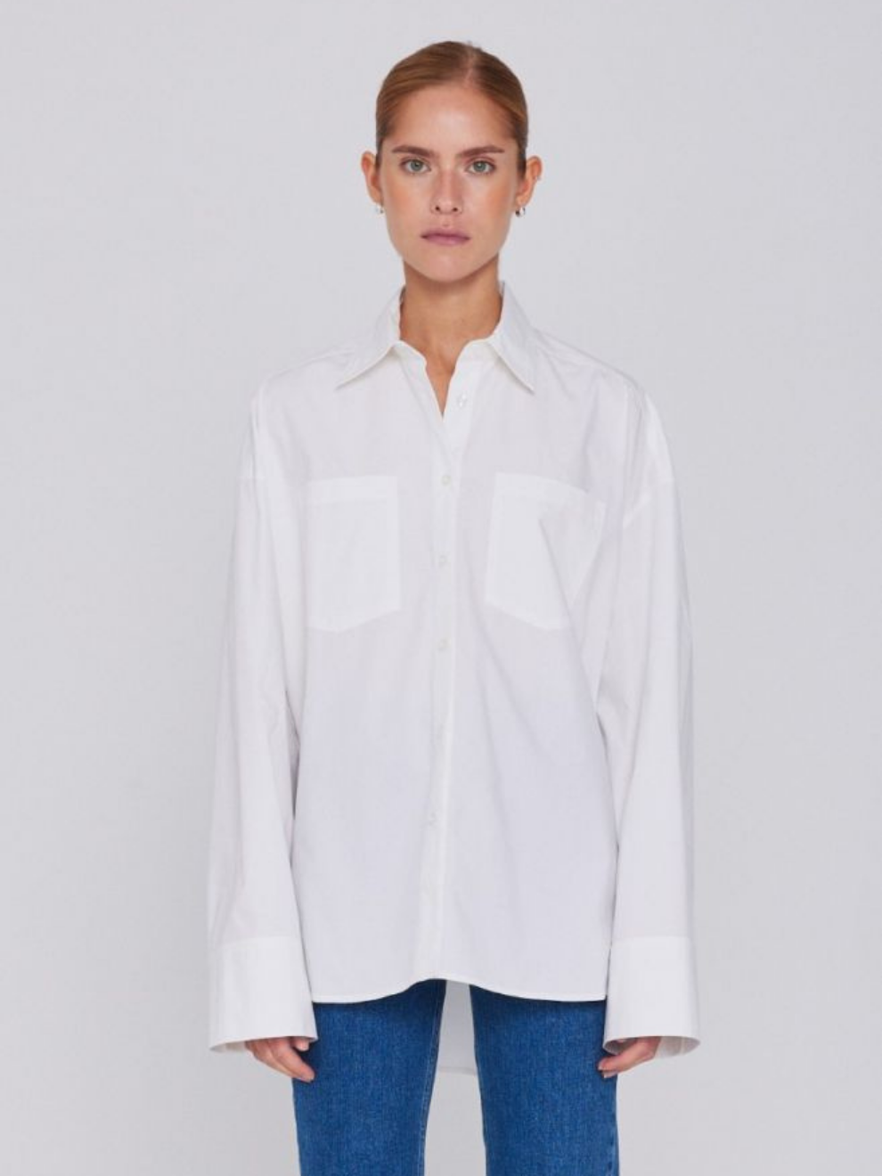 REMAIN Birger Christensen Nalia Shirt Long Sleeve in White model view