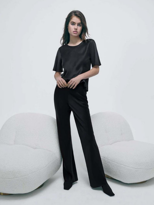 Bias Cut Pants in Black