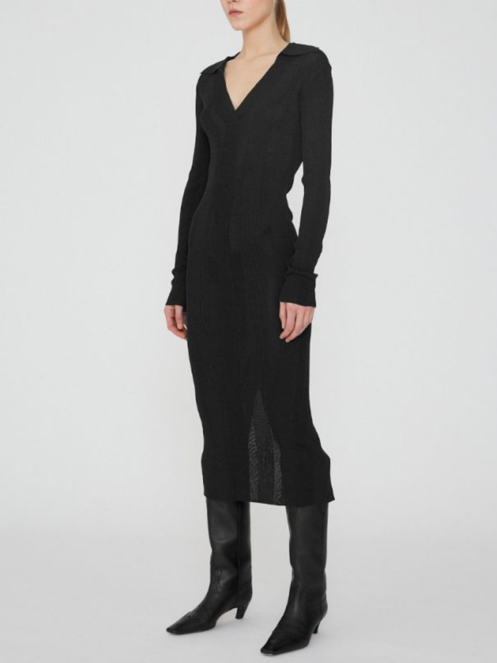 REMAIN Birger Christensen Joy knit Long Sleeve Dress in black