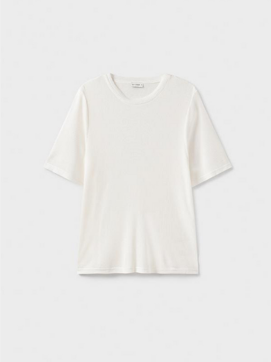 Silk White Ribbed T-shirt by Silk Laundry.