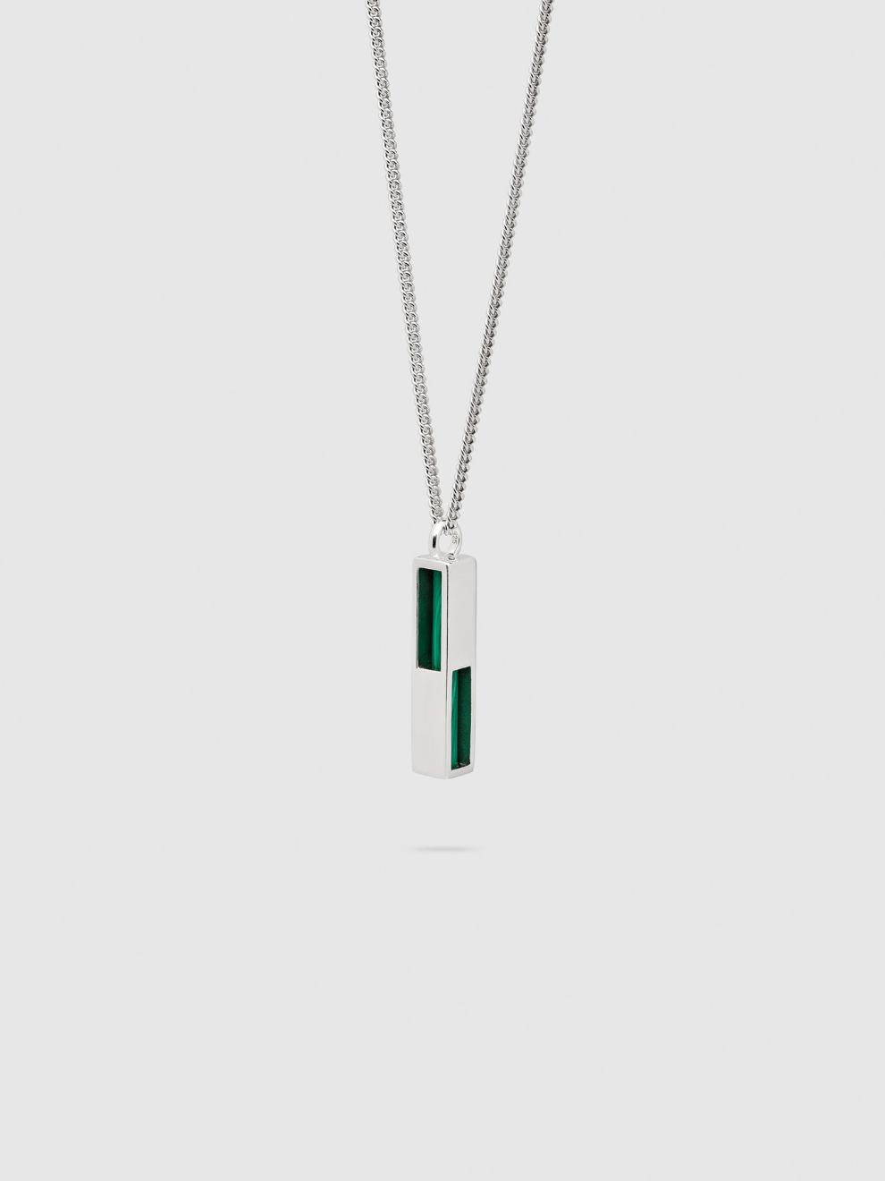 Tom Wood Cube Pendant Necklace in Silver Malachite