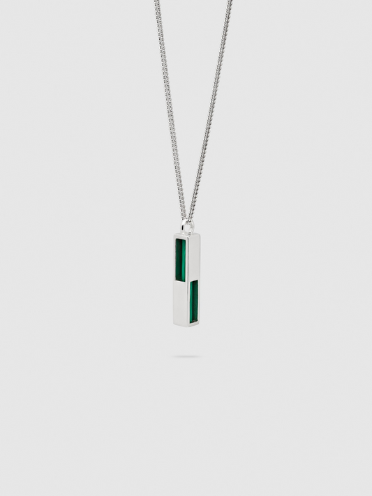 Tom Wood Cube Pendant Necklace in Silver Malachite