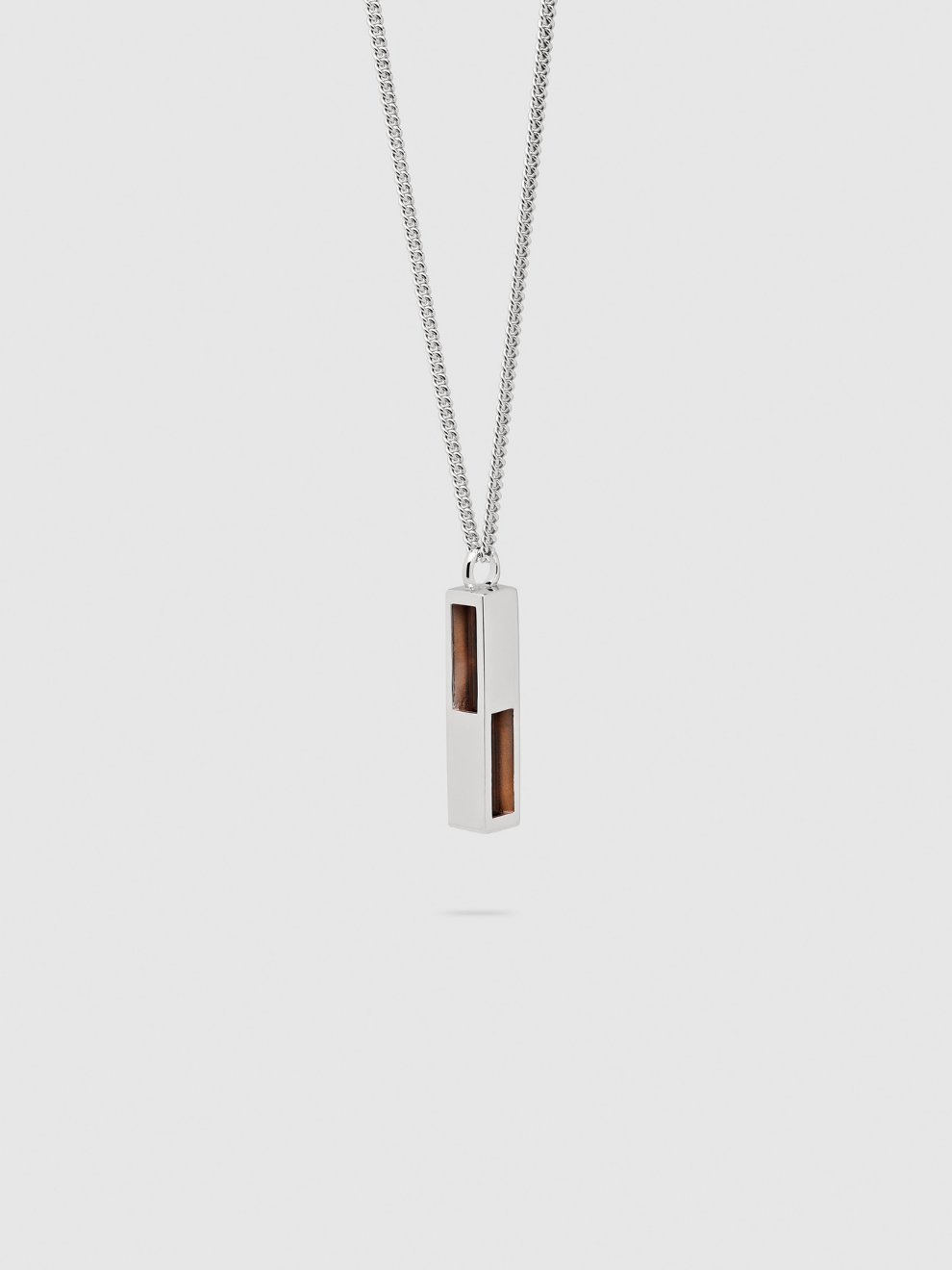 Tom Wood Cube Pendant Necklace in Silver Tiger Eye