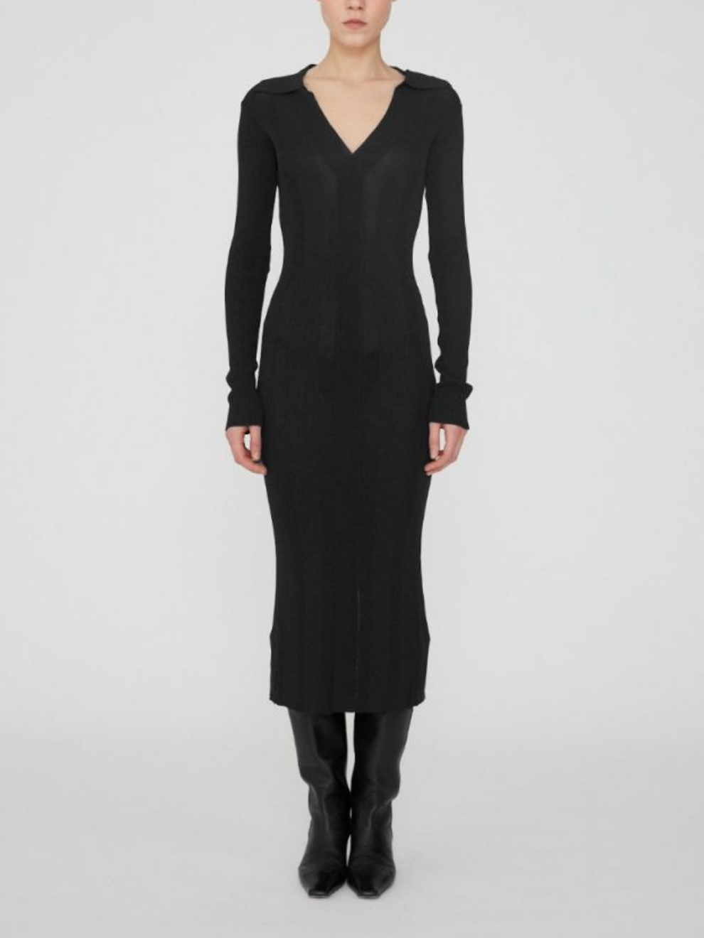 REMAIN Birger Christensen Joy knit Long Sleeve Dress in black